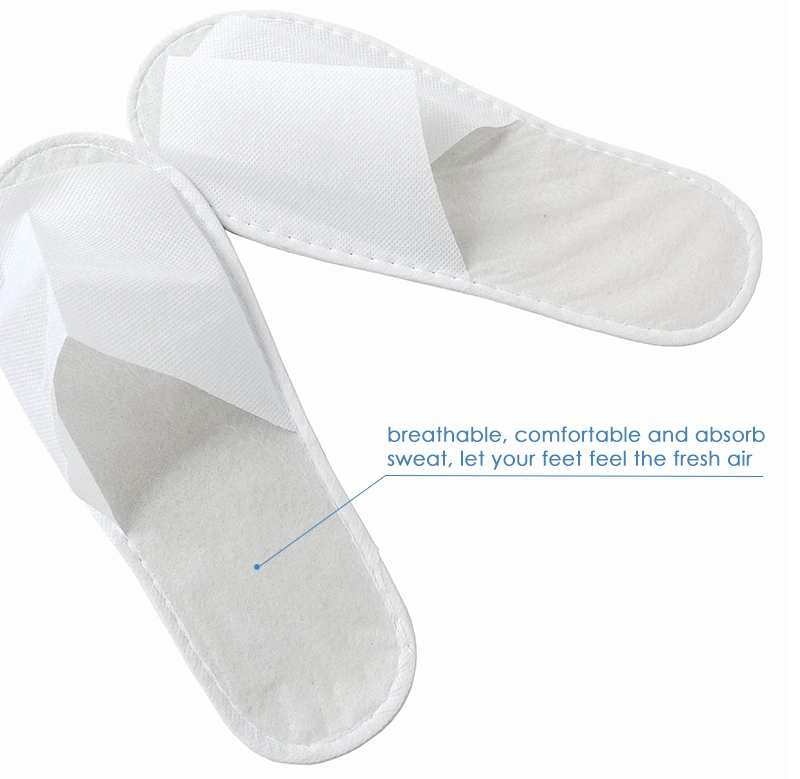 Custom SPA Guest Comfortable White Open Toe Four Season Bathroom Soft Slippers for Hotel Disposable