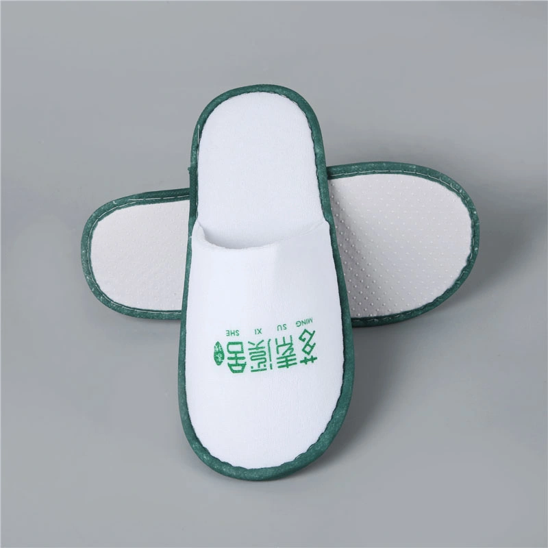 Customization Hotel Amenities SPA Guest Plush Closed Toe Disposable Hotel Slippers with Logo