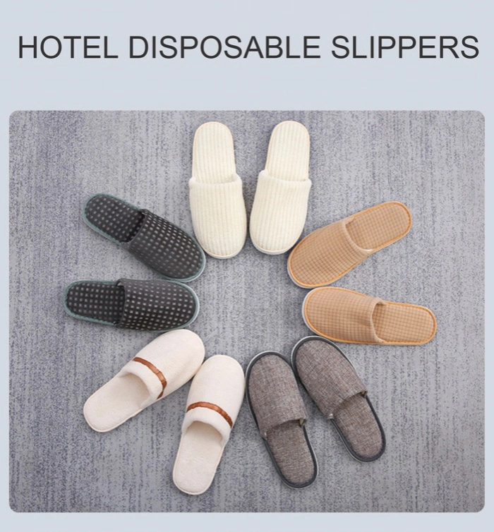 Terry Cotton Open Toe EVA Sole Disposable Slippers Hotel