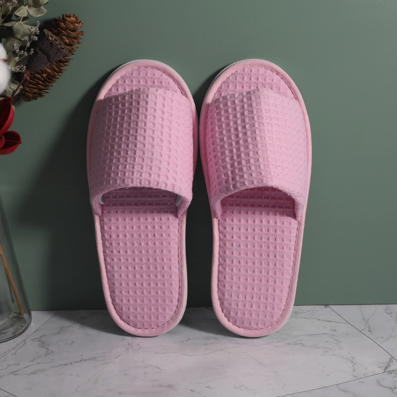 Fast Delivery Customized Hotel SPA Slippers Waffle Open Toe Slipper