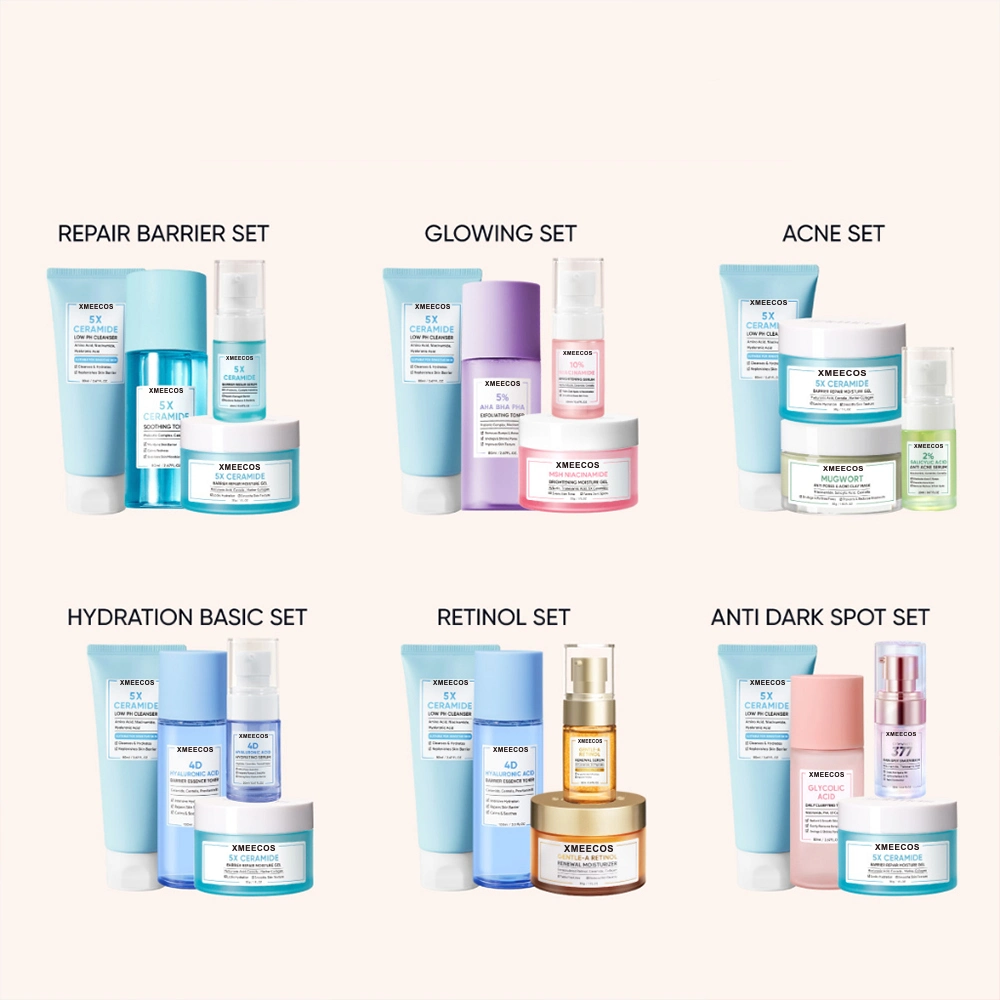 Cosmetic Skincare Set Ceramide Cleanser + Moisture Gel + Clay Mask+Toner Serum Skin Barrier Repair