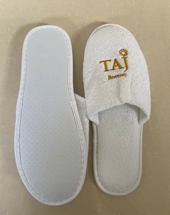 China Manufacturer Velour Terry Cloth Fabric Disposable Slippers Hotel