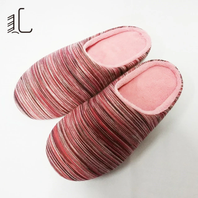 New Trend Women Indoor Slippers, Knitting Wool Upper, DOT Cloth Outsole, Cotton Filling