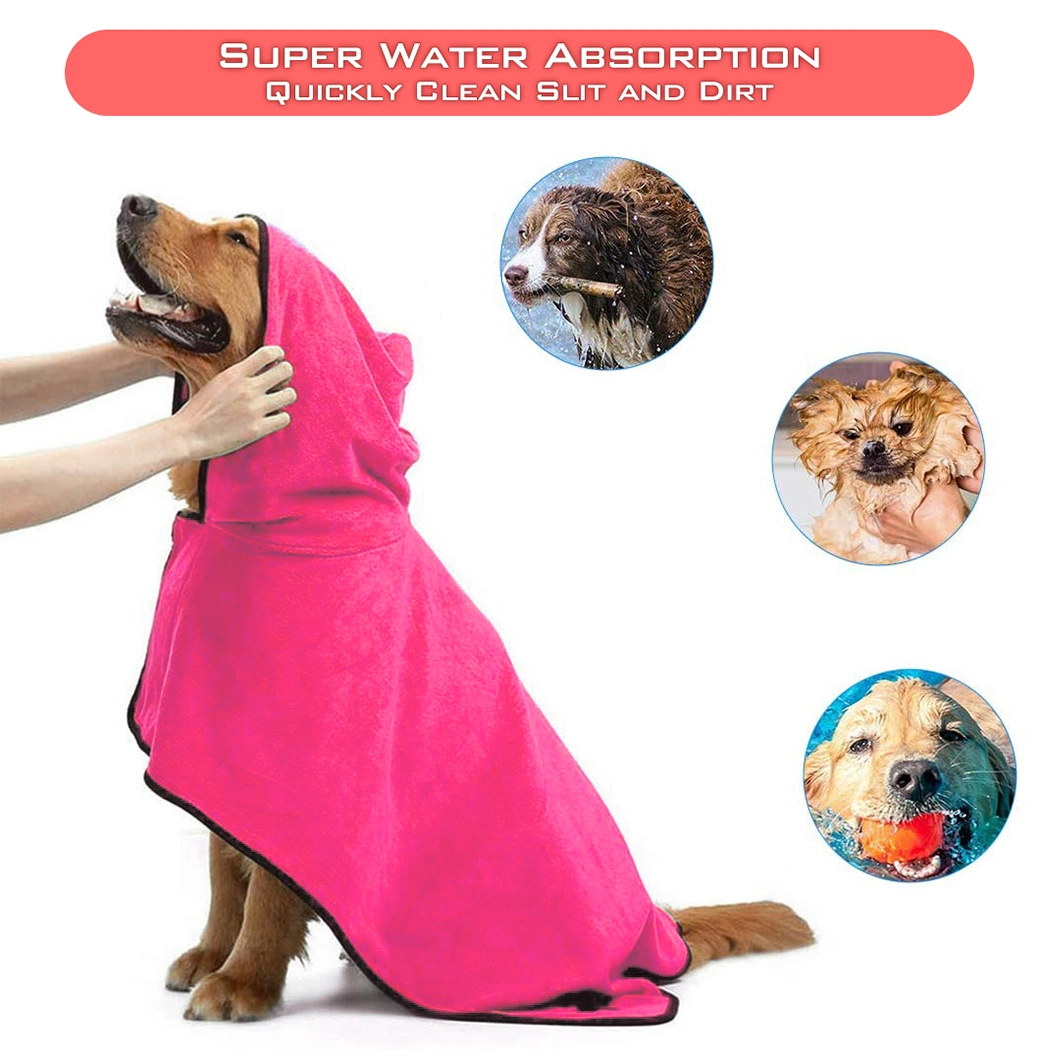 Wholesale Super Absorbent Soft Puppy Towel Robe Dog Cat Bathrobe Grooming Quick Drying Pet Product Dog Coat Towel for Large Dog