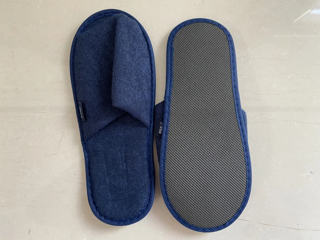 100% Eco Friendly Terry Cotton Adult Open Toe Disposable Hotel Slipper Airline Slipper