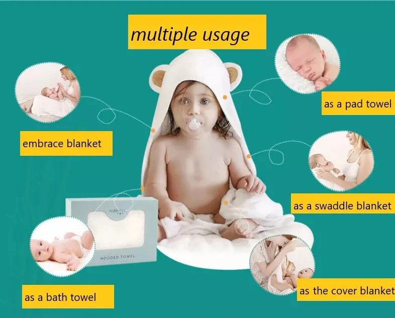 100% Organic Bamboo Kids Baby Cartoon Hooded Bath Towel