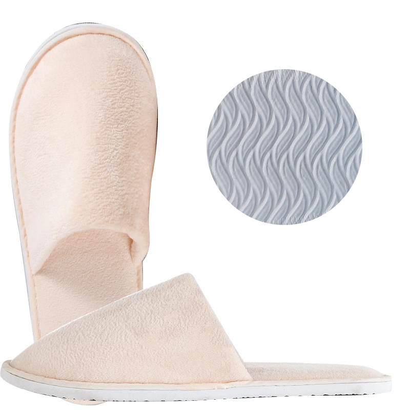 Custom Hotel Amenities Simple Design Home Luxury Cotton Velour Hotel Open Close Toe Disposable SPA Slippers with Logo