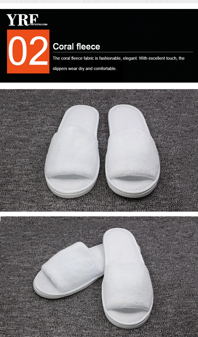 White Washable Open Toe Cotton Terry Slippers Hotel Slippers