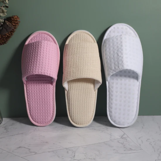 Fast Delivery Customized Hotel SPA Slippers Waffle Open Toe Slipper