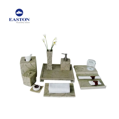Guangzhou Bathroom Accessories Marble Finish Amenities Holder Set